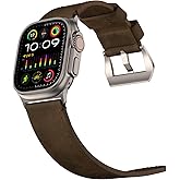 Vintage Leather Band Compatible with Apple Watch Ultra 3 / Ultra 2 / Ultra Band 49mm 46mm 45mm 44mm, 26mm Wide Crazy Horse Leather Strap for Men iWatch Series 10 9 8 7 6 5 4