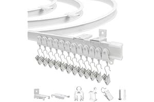 Ceiling Curtain Track, Flexible Bendable Curtain Track Wall Mount Curtain Rail Track System 16Ft Ceiling Track for Curtains C