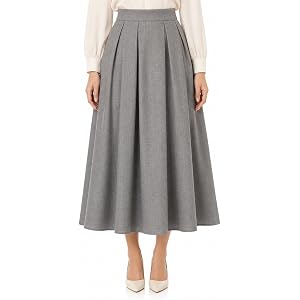 Krumba Women A-Line Midi Skirt: High Waist Pleated Workwear | Office to weekend, business meetings to church, outfit coordina
