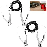 Copkim 2 Sets 16.4ft Insulated Grounding Cable with Clamp, Black | Coiled Anti Static Ground Wire at Gas Stations, Oil Depots, Refineries, Convenient Equipment Connection