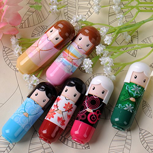 Lip Balm Multipack, Cute Doll Lip Balm 6 Pack, 100% Natural Moisturizing Repairing lip Balm Protector, Beauty Gift Set for Girls Kids