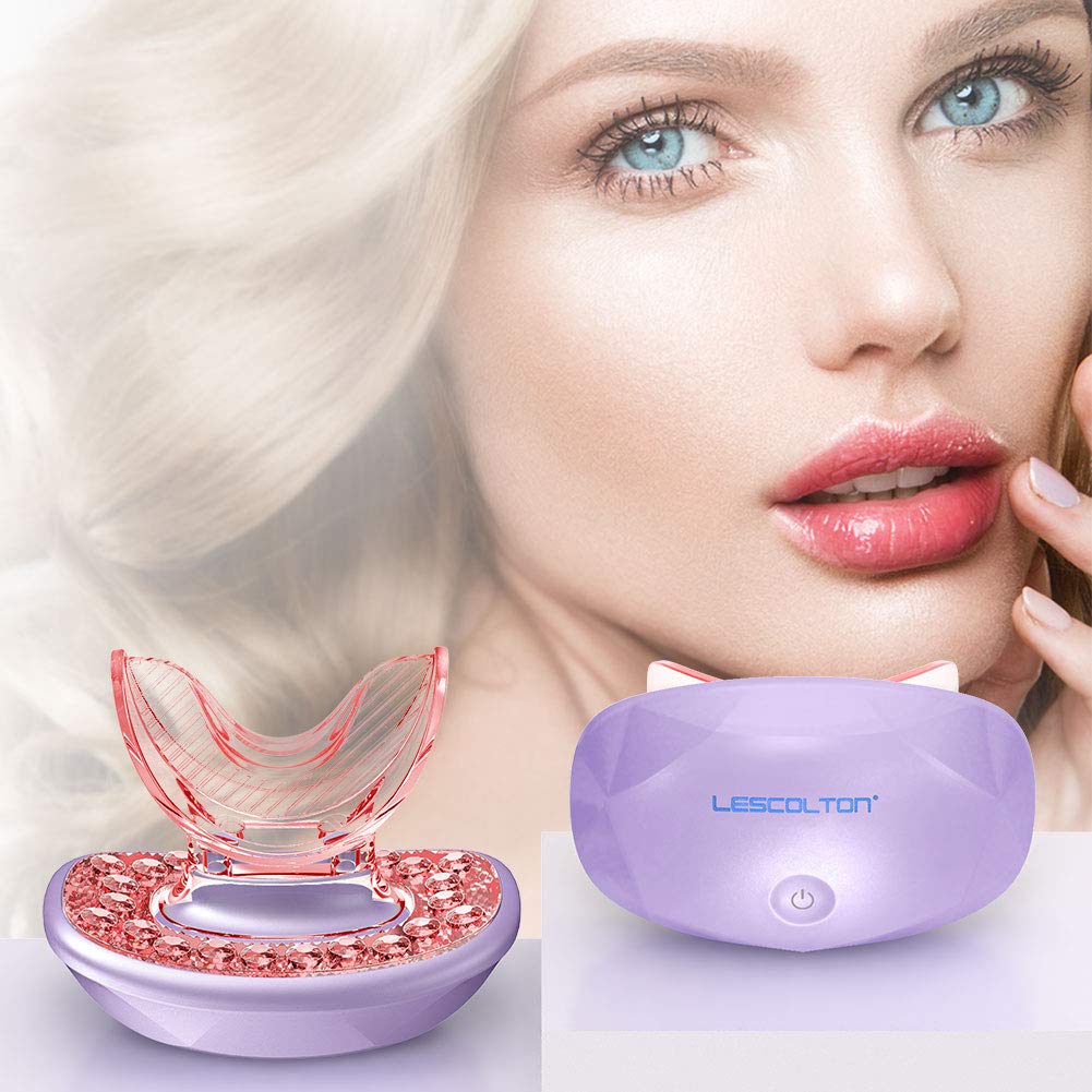 Lescolton Anti Aging Lip Care Anti Aging Lip Lines Treatment Rechargeable Lip Enhancer Tool Light Therapy Lip Care for Sexy Lips (Purple)