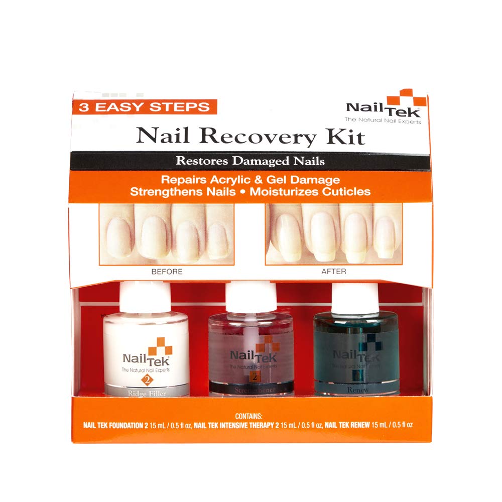NailTek Nail Recovery Kit, Cuticle Oil, Strengthener, Ridge Filler restore damaged nails in 3