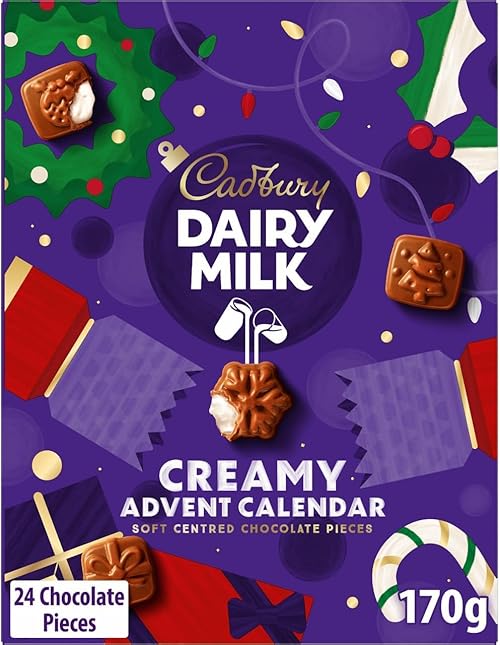 Cadbury Dairy Milk Advent Calendar, Soft Centred Chocolate Pieces, Perfect for your Christmas Countdown, 170g (Pack of 1)
