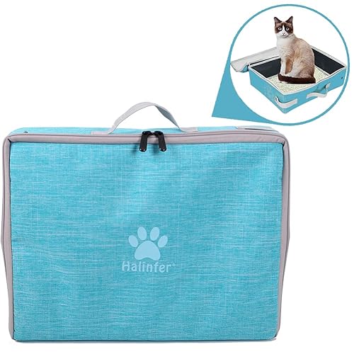 Portable Cat Travel Litter Box with Lid, Collapsible Car Cat Litter Box  Waterproof and Easy to Clean