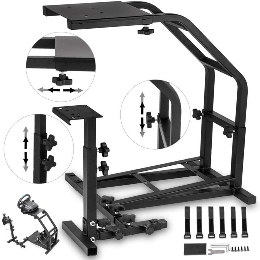 MXALS Racing Wheel Stand with V2 Support Game Support Stand Up Simulation Driving Bracket for Logitech G29, G27 and G25 Racing Simulator Steering Wheel Stand, (without Wheel and Pedals),Black