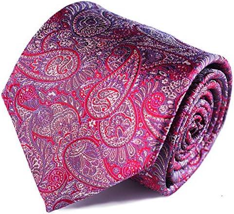 Qobod Silk Necktie Handmade Tie Mens Gift Boxes paisley red pattern