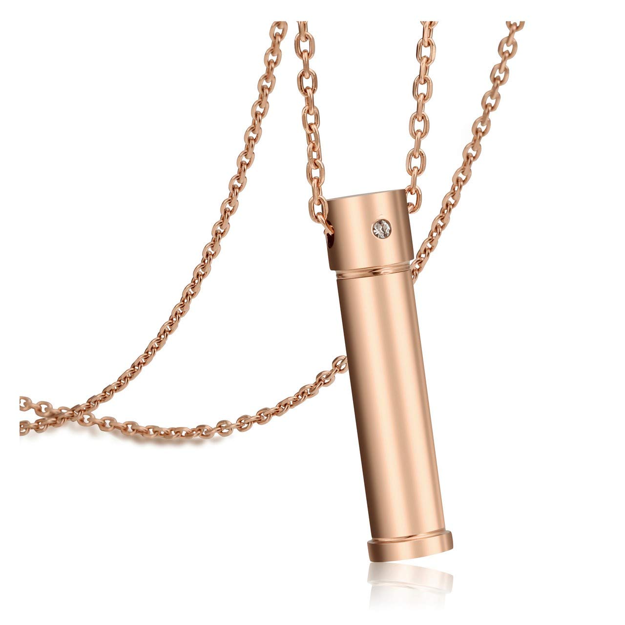 Zysta Urn Necklace for Ashes with Cubic Zirconia Cylinder Tube Ash Cremation Urns Keepsake Necklaces Jewellery Holder Pendant Necklacss