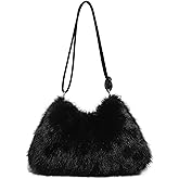 Extolove Fluffy Tote Bag Winter Faux Fur Purses for Women Fuzzy Shoulder Handbag Furry Handbag Plush Bags