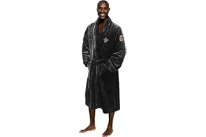 Northwest The Company Official NFL New Orleans Saints Men's L/XL Silk Touch Bath Robe with Number, Black, 26" x 47"