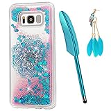 S8 Plus Case, Galaxy S8 Plus Case, Liquid Glitter Case Bling Shiny Flowing Moving Pink Love Hearts Cover Clear Ultral Slim Protective TPU Bumper with Stylus Pen Plug Dust ZSTVIVA - Red Rose Flowers