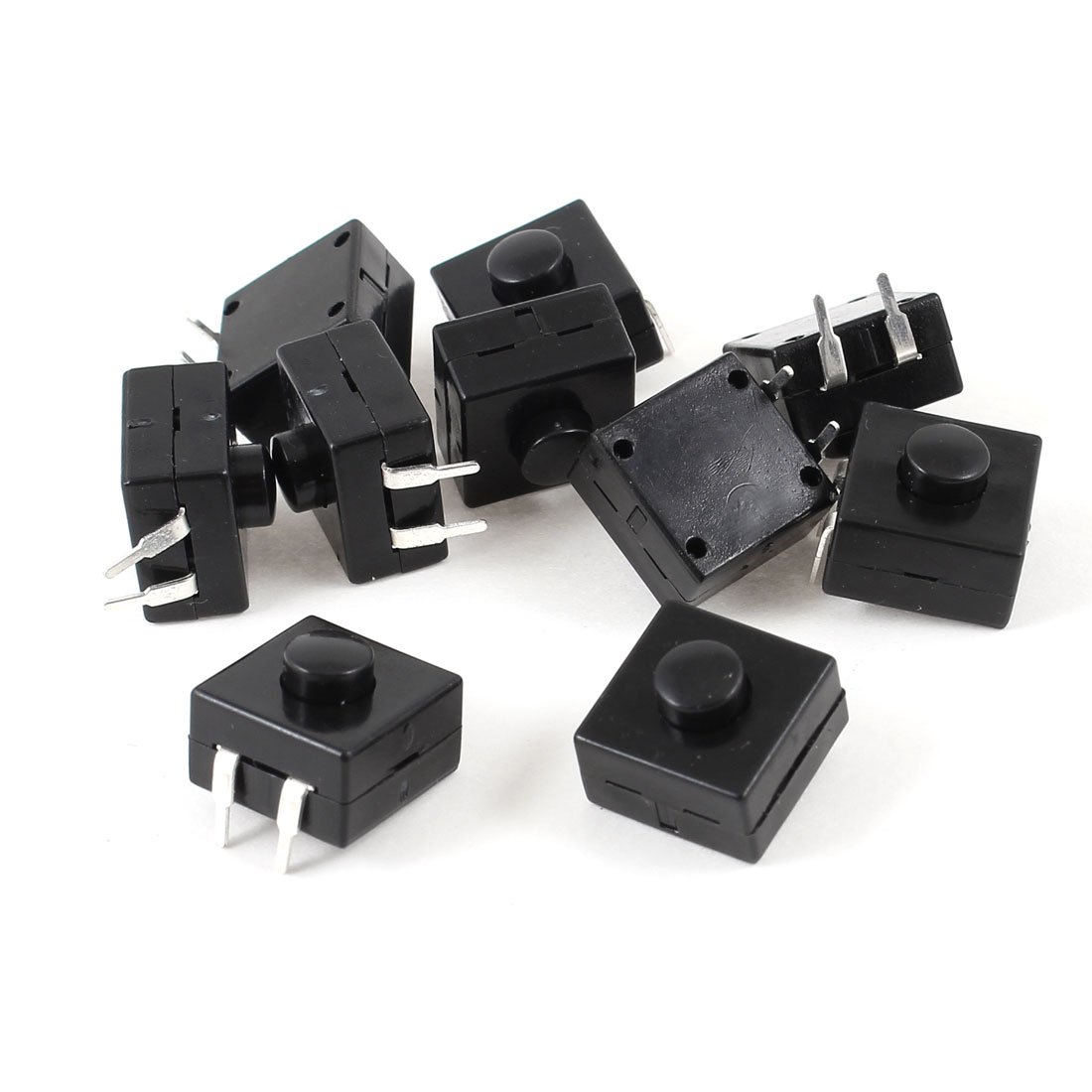 sourcingmap 12x12x9mm PCB Latching Tactile Tact Push Button Switch (Pack of 10) with Full Black Body