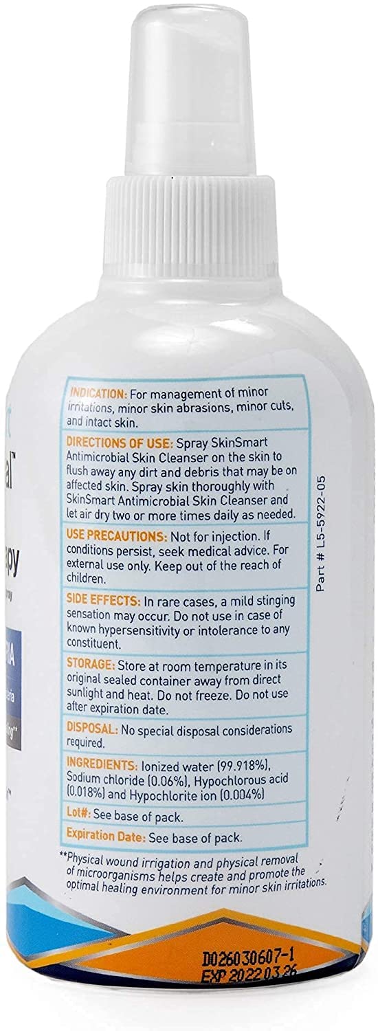SkinSmart Antimicrobial Eczema Therapy with Hypochlorous Acid, Safely Removes Bacteria so Skin Can Heal, for Adults, Kids and Seniors, Travel Size 2 Ounce Clear Spray (Pack of 3)