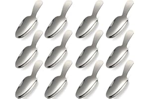 Dessert Spoon 12 Pcs Stainless Steel Salt Spoon Short Handle Coffee Scoop Mini Tea Spoons for Small Jars, Sugar, honey, Spice