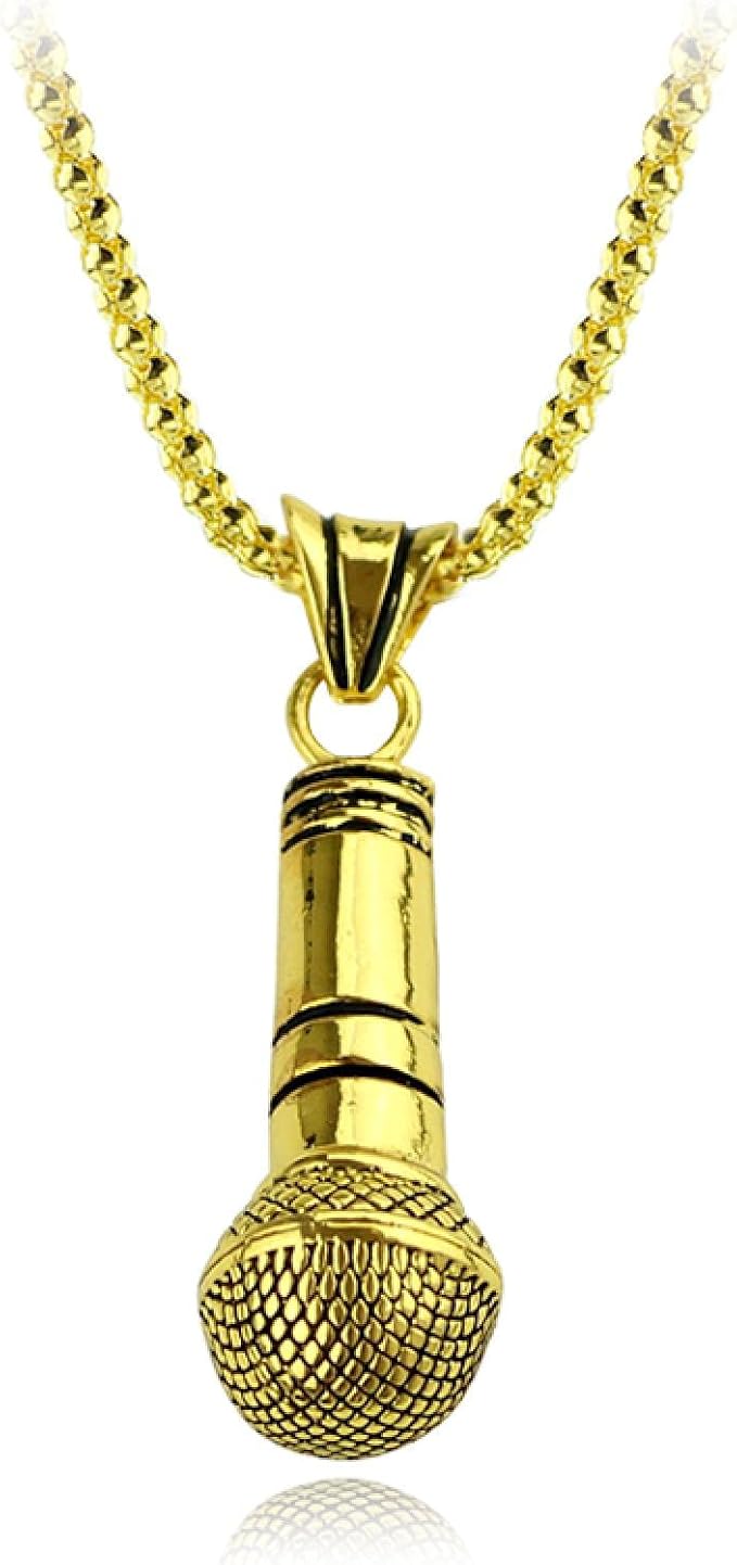 Big microphone pendant necklace fashion silver chain hiphop quality