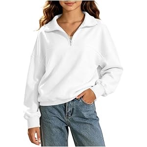 hlysgo Girls 1/4 Zipper Sweatshirts Casual Long Sleeve Pullover Tops for Teen Girls Comfy Half Zip Sweatshirt 5-16 Years