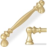 BUKOBYHE 10 Pack 5 Inch(128mm) Kitchen Cabinet Handles Brushed Gold Cabinet Pulls Zinc Alloy Drawer Pulls Solid Kitchen Hardware