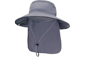 ZOORON Sun Hats for Men Women Fishing Hat with Neck Flap,UPF 50+ Sun Hat Waterproof Wide Brim Bucket Hats for Safari Hiking