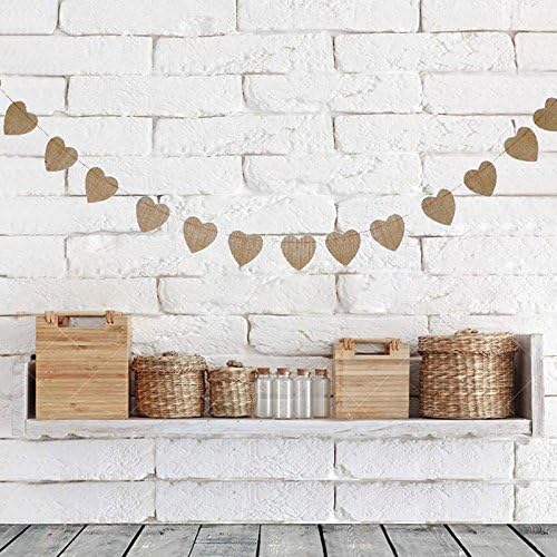 G2PLUS Reusable Heart-Shaped Burlap Banner, 15PCS Rustic Wedding Hessian Bunting - Image 3