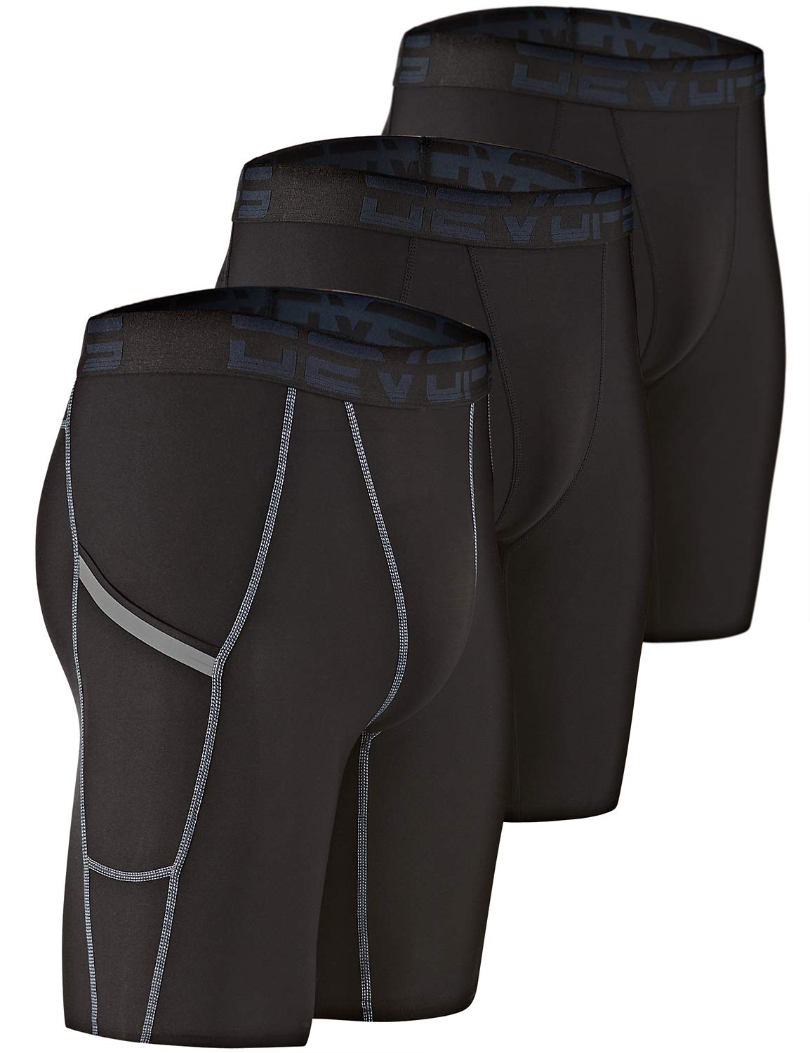 DEVOPS 3 or 5 Pack Compression Shorts Men Spandex Sport Shorts Athletic Workout Running Performance Baselayer Underwear