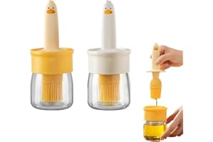 2-Pack Duck Design Oil and Sauce Dispenser, with Silicone Brush,Kitchen BBQ Grilling Bottle for Precision Basting, Marinating