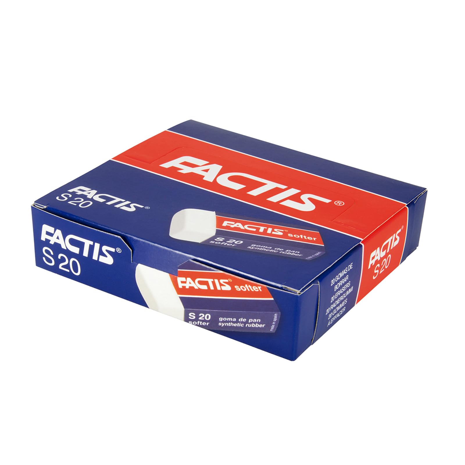 Box of 20 S20 Erasers with Cardboard Sash FACTIS®