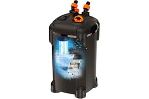 COOSPIDER-REPTA Canister Filter Aquarium Filter with UVC Light Fish Tank Filters with 2 Media Sponge Up to 75 Gallon Ultra Quiet External Turtle Tank Filter with UV Light for Crystal Clear Water (265GPH-N)
