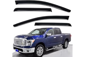 Lightronic WV94977 Outside-Mount Side Window Deflectors & Visors Rain Guards, Dark Smoke, 4-Pieces Set, Fits 2017-2024 Nissan Titan, 2016-2024 Nissan Titan XD, Crew Cab