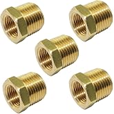 TL TOOLEGIN 1/2" NPT Male x 1/4" NPT Female Brass Bushing Reducer Reducing Pipe Adapter Fitting 5pcs 1200 PSI