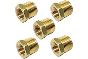 TL TOOLEGIN 1/2" NPT Male x 1/4" NPT Female Brass Bushing Reducer Reducing Pipe Adapter Fitting 5pcs 1200 PSI