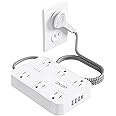 LENCENT 2 Prong Power Strip, 3 to 2 Prong Outlet Adapter, Two Prong Surge Protector, 6ft Braided Extension Cord with Thin Flat Polarized Plug, 6 AC&4 USB(1 Type-C), Wall Mount for Non-Grounded Outlet