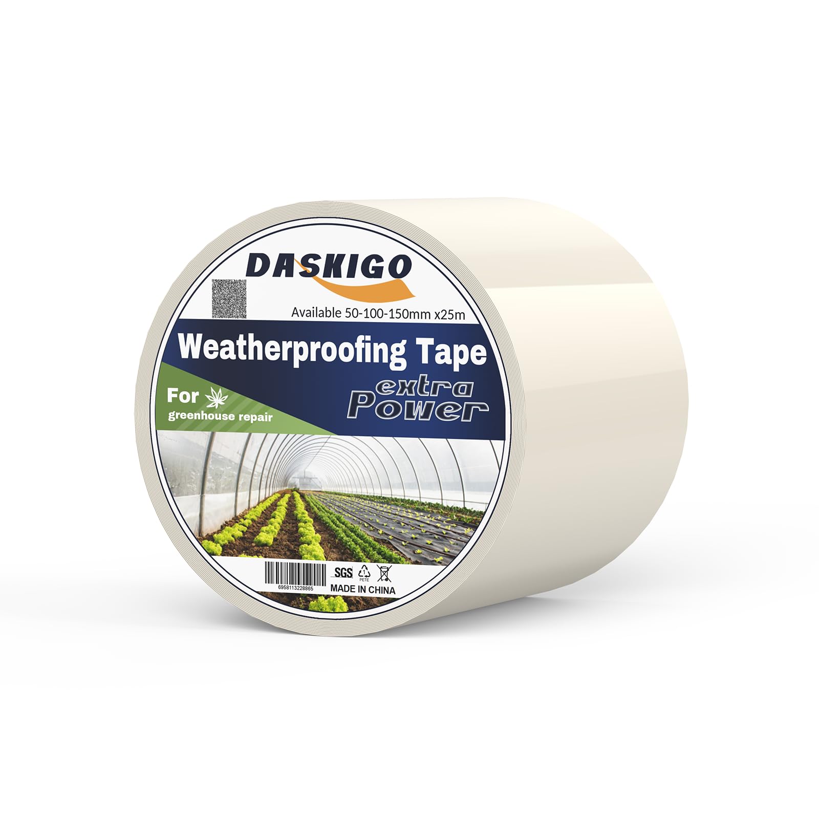 DASKIGO Extra Strong Greenhouse Repair Tape (100mm*25m), Clear Polythene Polytunnel repair Tape, Gardening, Farming