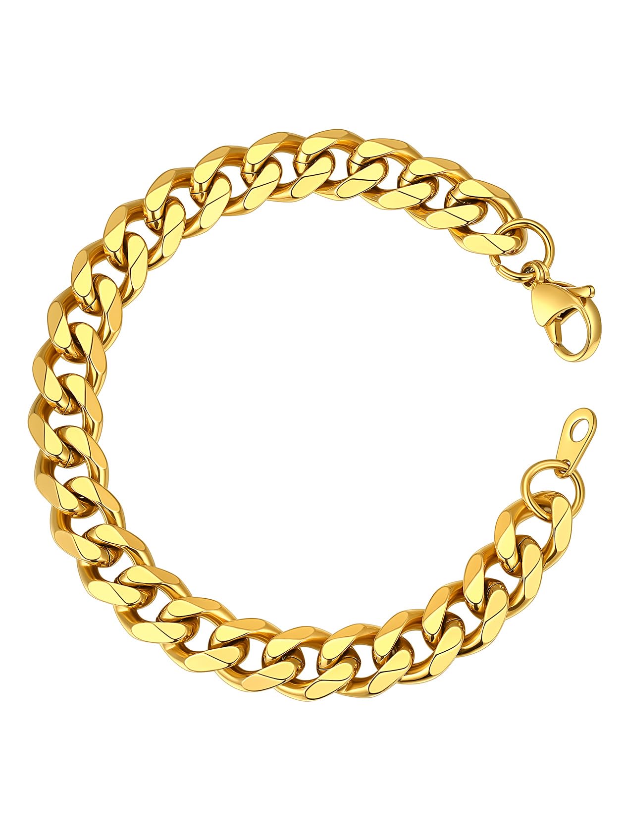 ChainsHouse Gold Cuban Bracelet Stainless Steel Bracelets for Men Curb Chain Link Chunky Hand Wrist Chains Hip Hop Jewellery 9mm 21cm