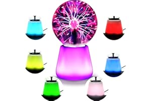 Plasma Ball,Magic Plasma Ball Atmosphere Lamp,Plas-ma Lamp with Touch and Sound Sensitive,Lava Lamps for Kids,7-Color LED Nig