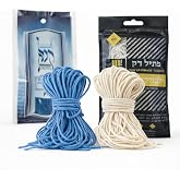 Ptil &amp; Radzin Techelet Tzitzit Strings Set &ndash; Wool Radzyner Tekhelet &amp; White Ptil Tzitzis, Made in Israel, Thin