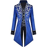 Crubelon Men's Steampunk Vintage Tailcoat Jacket Gothic Victorian Frock Coat Uniform Halloween Costume