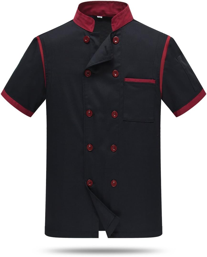 WAIWAIZUI Chef Jackets Waiter Coat Short Sleeves Back and Underarm Mesh