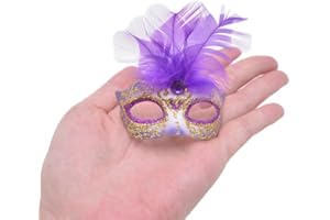 Yiseng Mini Masquerade Mask Party Decorations 12pcs Pack Luxury Feather Mardi Gras Small Venetian Mask Decor Party Favors