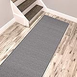 Kapaqua Solid Grey Runner Rug Non Slip Rubber