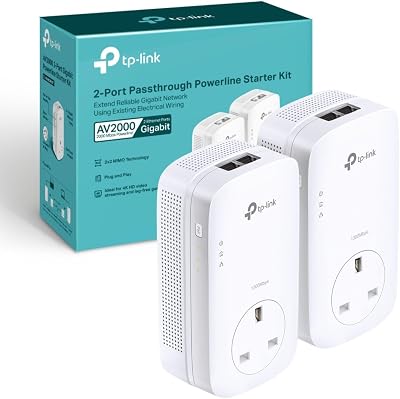 TP-Link TL- 2000Mbps Powerline Adapter Kit Gigabit Passthrough MIMO
