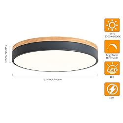 Yiisem Dimmable Wood LED Flush Mount Ceiling