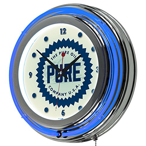 Trademark Gameroom Pure Oil Wordmark Chrome Double Rung Neon Clock