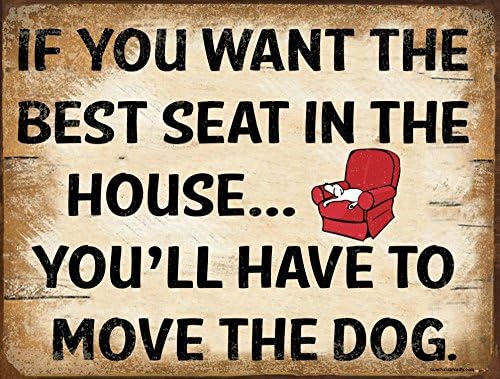 If You Want The Best Seat in The House, You’ll Have to Move The Dog, 9 x 12 Inch Metal Sign, Funny Dog Signs for Dog Walker, Sitter, Groomer, Daycare, Decor and Gifts, USA Made, RK1000HP 9x12
