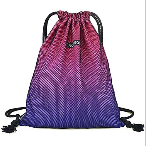 New Drawstring String Backpack School Sport Gym Tote Bag Sackpack(Purple)