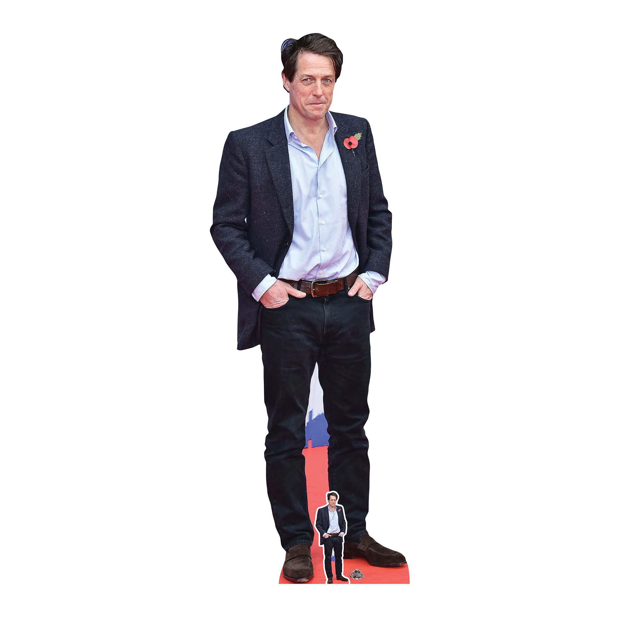 CS894 Hugh Grant Blue Shirt Life Size Cardboard Cutout with Free Mini Cut Out Perfect for Birthdays, Gifts, Parties & Fans