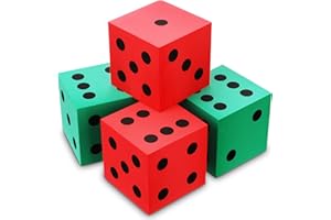 Shappy 4 Pieces 3.5 Inch Foam Dice Cube Jumbo Dice with Number Dots Big Giant Foam Large Cube for Christmas Game Math Classroom Party Favors Bag Stuffers(Red, Green)