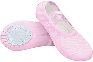 Canvas Ballet Shoes for Toddler Girls Soft Split Sole Ballet Slippers Lightweight Highly Stretch Yoga Dance Shoes