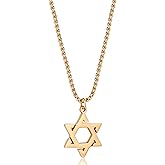 Joxevyia Star of David Necklace Stainless steel David Star Jewish Star Pendant Dainty Religious Necklaces Gifts for Men Guys Son
