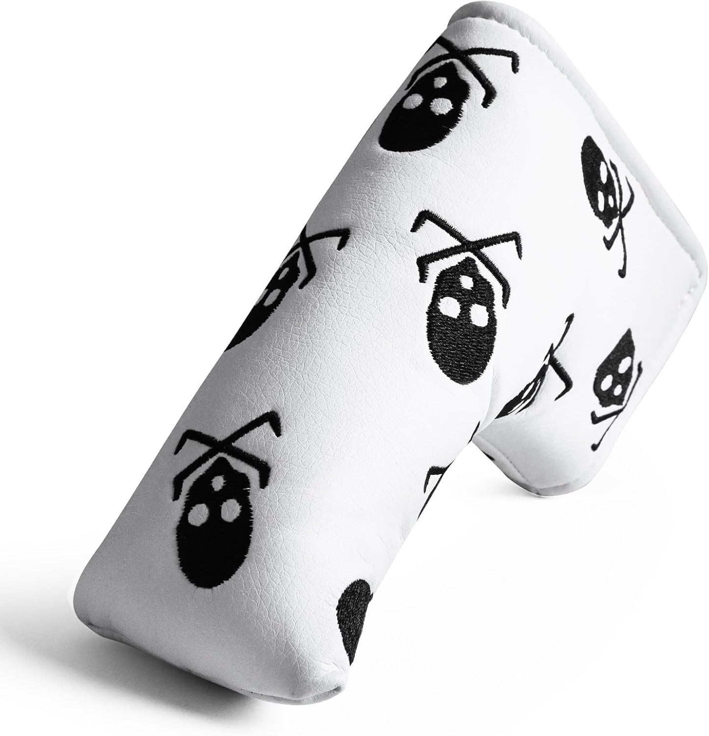 Golf Headcovers for Putter Club PU Leather Fabric Value Pack, Putters Headcover Shamrock Embroidered Design Waterproof Lightweight Fahion Fit All Brands Putter Clubs (Beige)