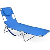 Ostrich The Original Chaise Lounge 72"x22" Portable Reclining Lounger, Blue | Outdoor Relaxing Pool Tanning Chair, Lightweight Beach Recliner with Adjustable Backrest and Carry Strap, 250 lb Capacity